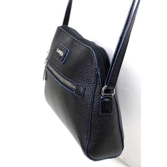 LODIS PEBBLED BLACK GENUINE LEATHER CROSSBODY SHOULDER BAG HANDBAG PURSE - Picture 5 of 12
